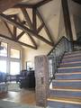 Hand-Hewn Timbers and Trusses / These hand-hewn timbers were stained by the contractor before installation Hand-Hewn Timbers and Trusses / These hand-hewn timbers were stained by the contractor before installation